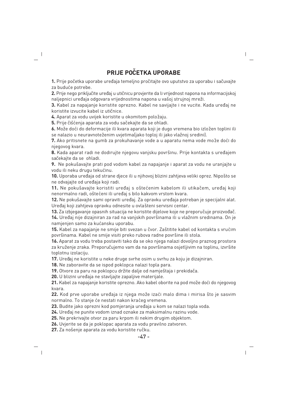 Prije poˇ cetka uporabe | SINBO SK 2396 User Manual | Page 48 / 67