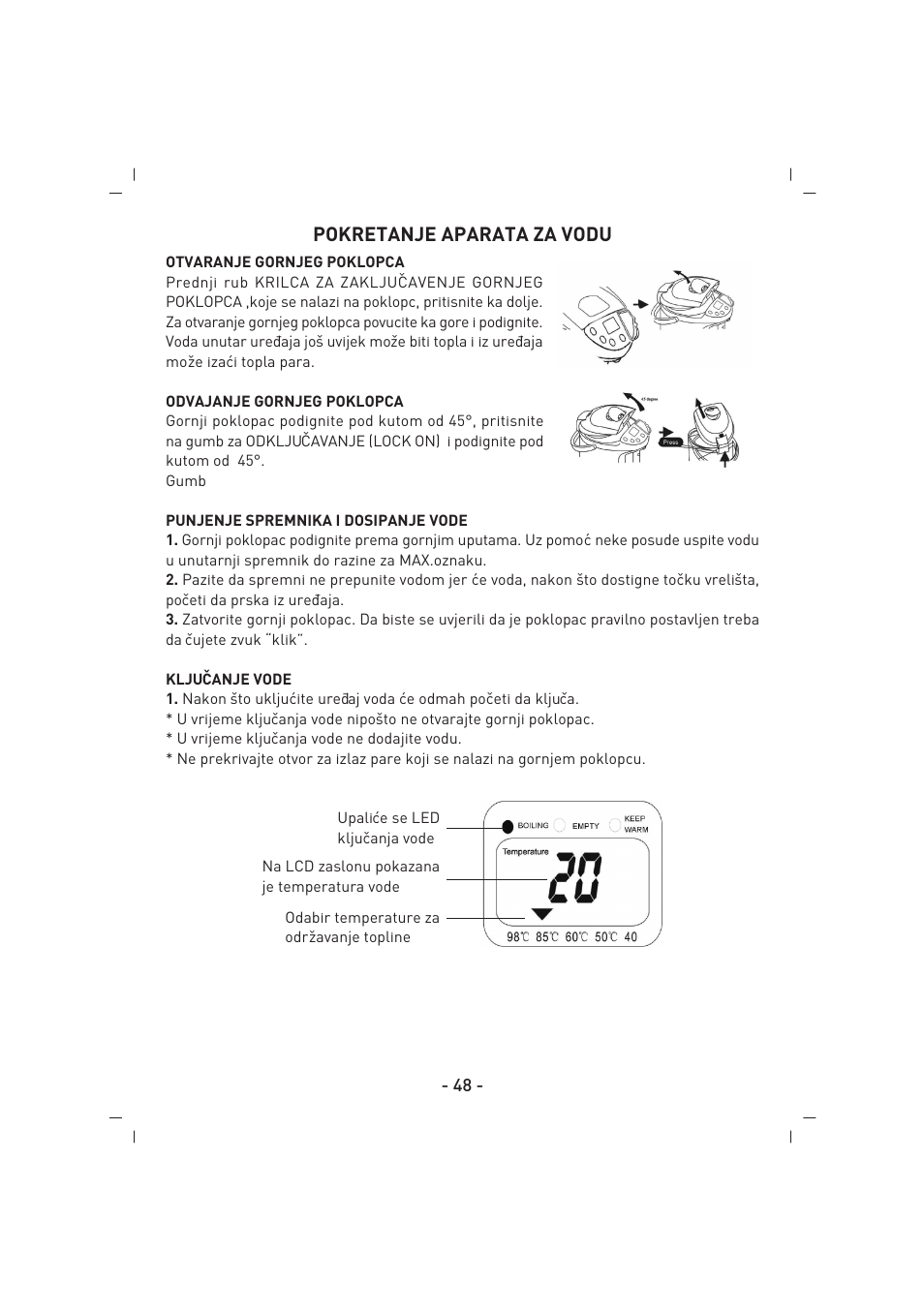 Pokretanje aparata za vodu | SINBO SK 2396 User Manual | Page 49 / 67