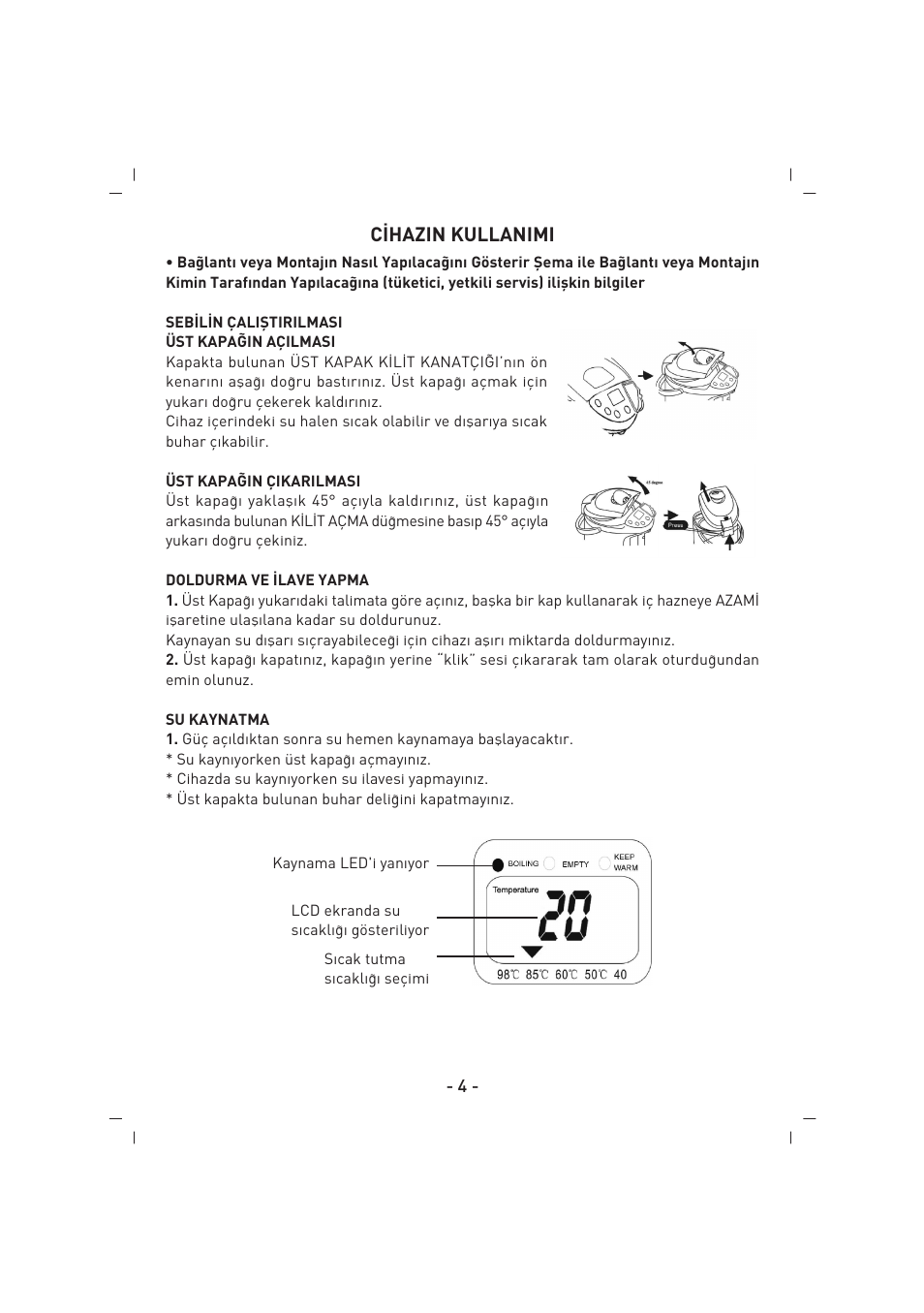C‹hazin kullanimi | SINBO SK 2396 User Manual | Page 5 / 67