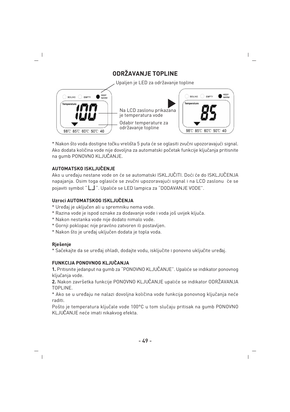 Odrˇzavanje topline | SINBO SK 2396 User Manual | Page 50 / 67