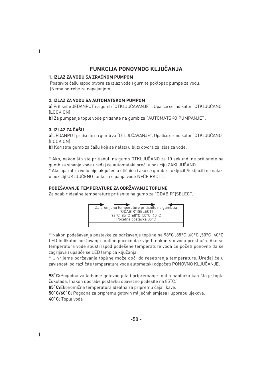 Funkcija ponovnog kljuˇcanja | SINBO SK 2396 User Manual | Page 51 / 67