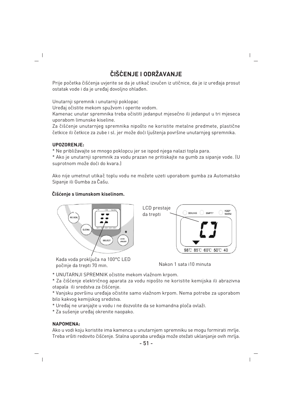 ˇciˇs´cenje i odrˇzavanje | SINBO SK 2396 User Manual | Page 52 / 67