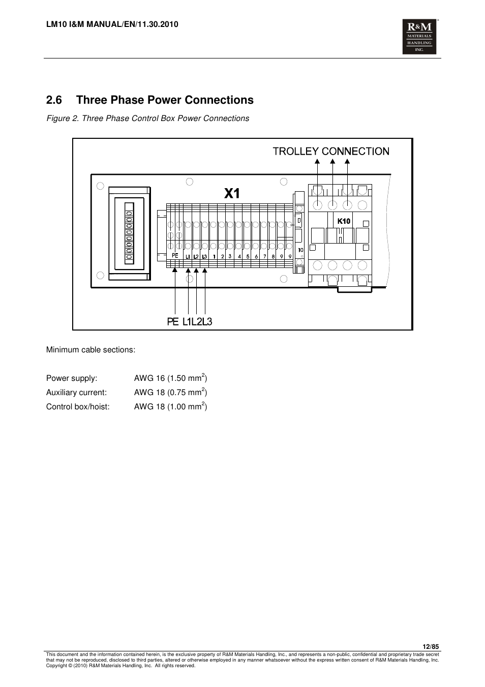 6 three phase power connections | R&M Materials Handling ELECTRIC CHAIN HOISTS LoadMate Chain Hoist LM 10 User Manual | Page 12 / 85