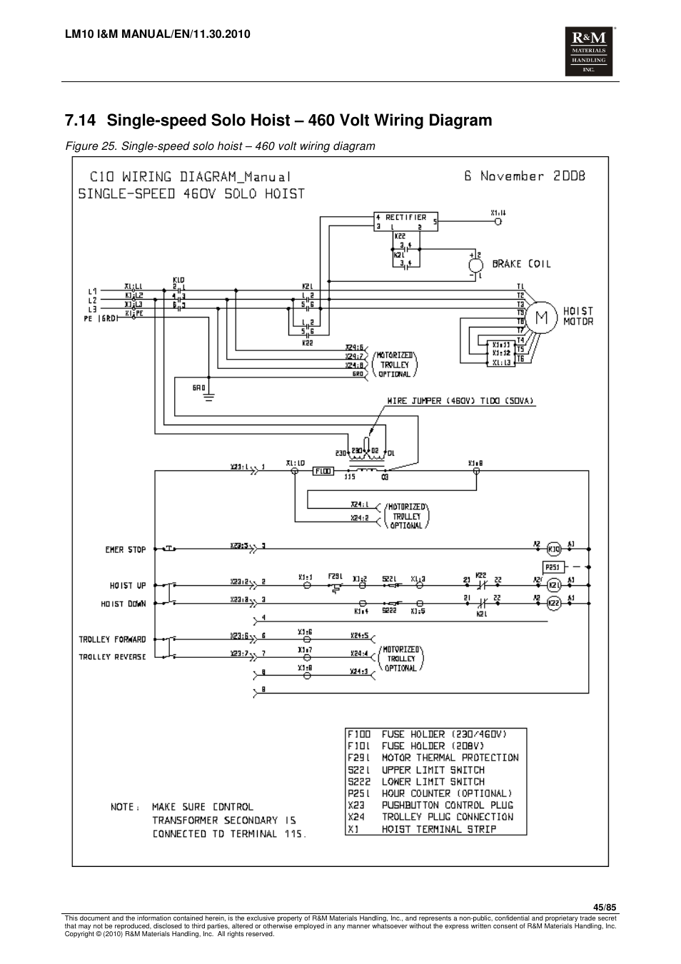 R&M Materials Handling ELECTRIC CHAIN HOISTS LoadMate Chain Hoist LM 10 User Manual | Page 45 / 85