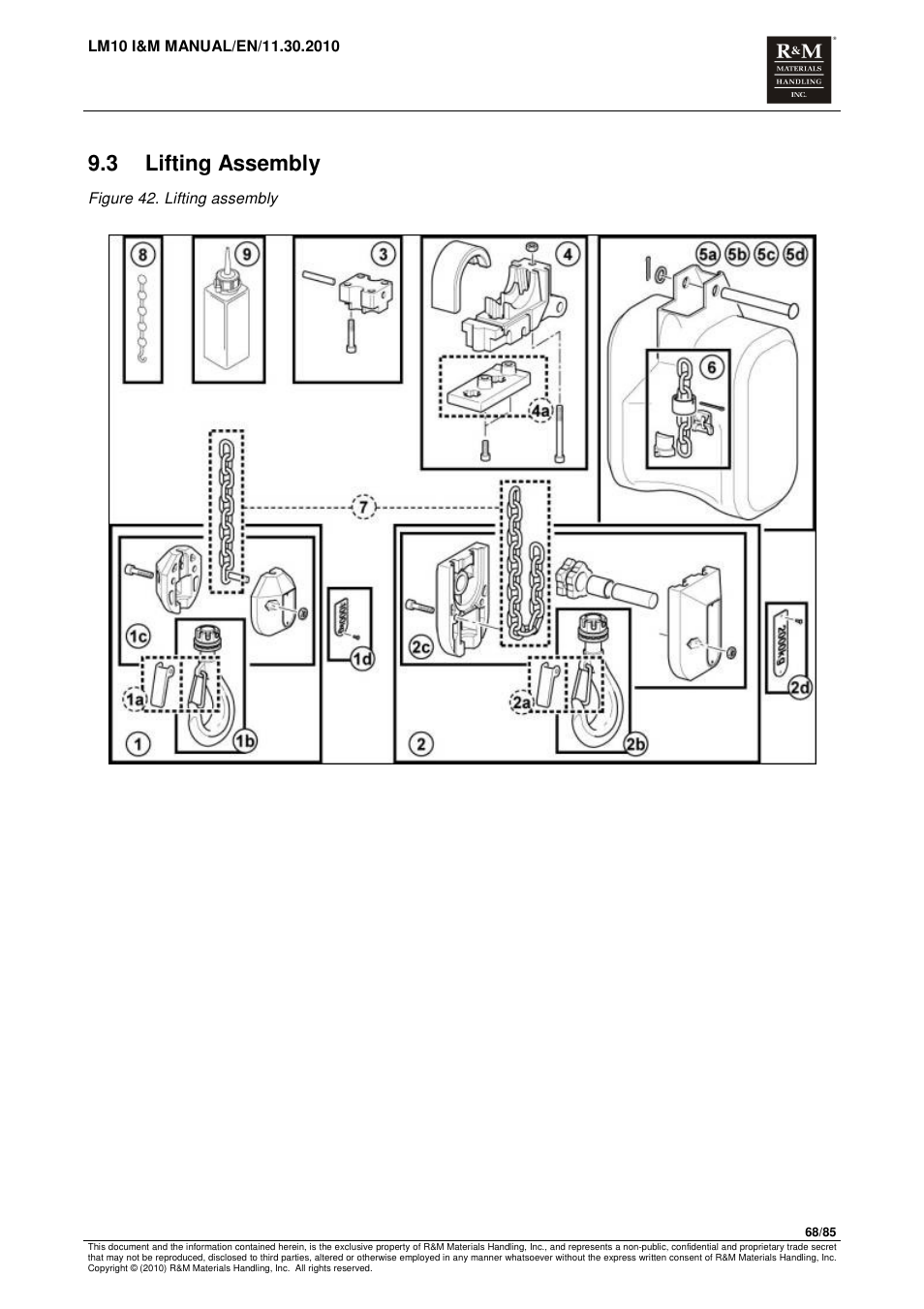 3 lifting assembly | R&M Materials Handling ELECTRIC CHAIN HOISTS LoadMate Chain Hoist LM 10 User Manual | Page 68 / 85