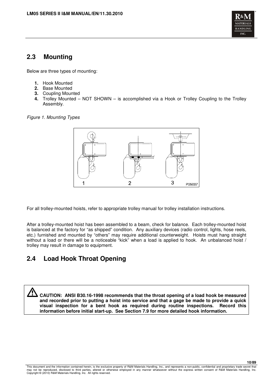 3 mounting, 4 load hook throat opening | R&M Materials Handling ELECTRIC CHAIN HOISTS LoadMate Chain Hoist LM 5 User Manual | Page 10 / 89