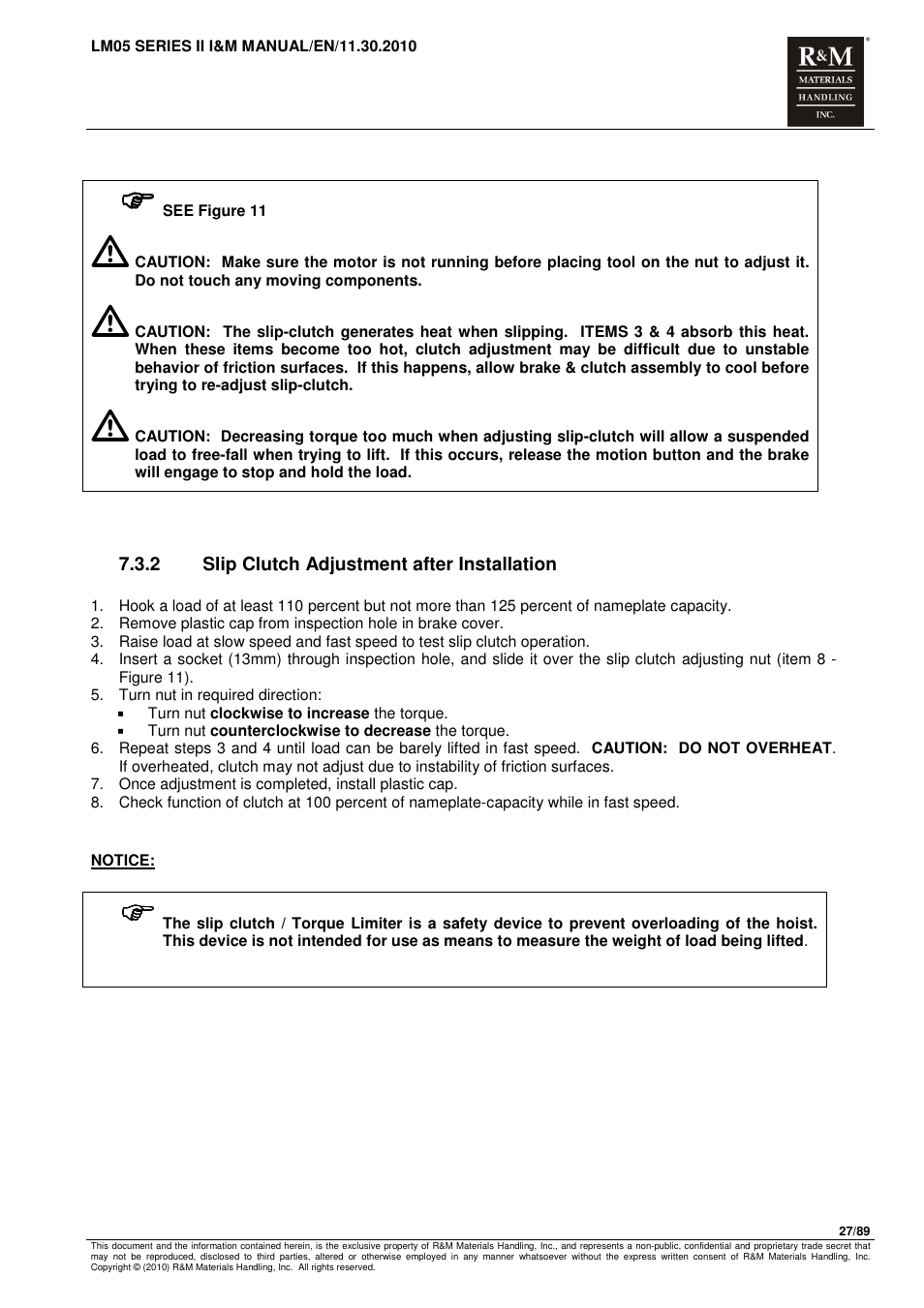 R&M Materials Handling ELECTRIC CHAIN HOISTS LoadMate Chain Hoist LM 5 User Manual | Page 27 / 89