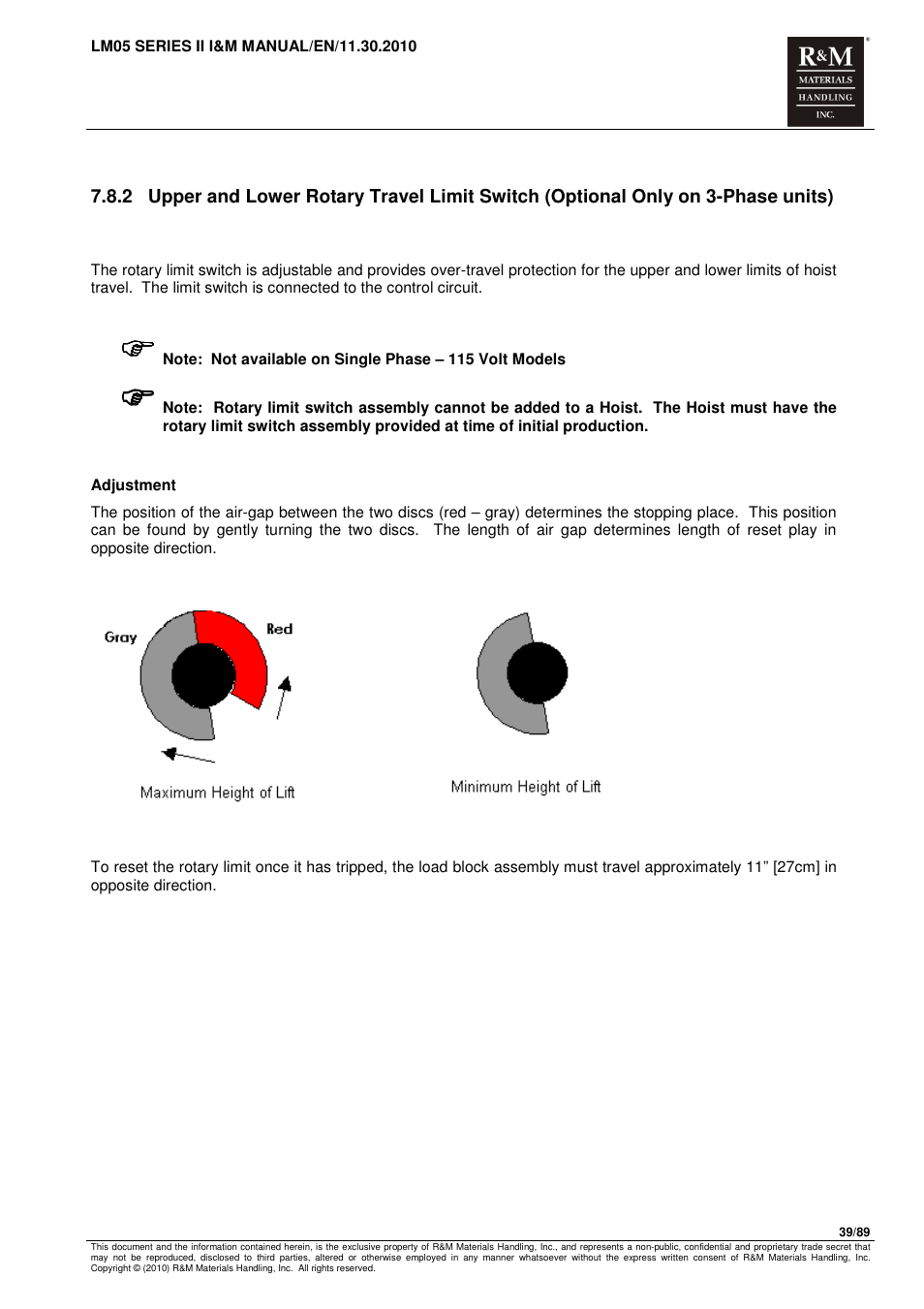 R&M Materials Handling ELECTRIC CHAIN HOISTS LoadMate Chain Hoist LM 5 User Manual | Page 39 / 89