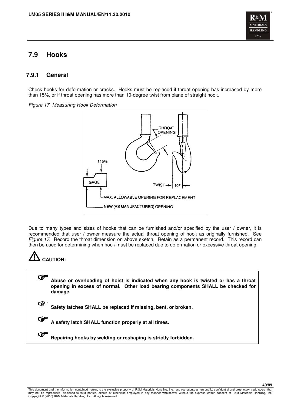 R&M Materials Handling ELECTRIC CHAIN HOISTS LoadMate Chain Hoist LM 5 User Manual | Page 40 / 89