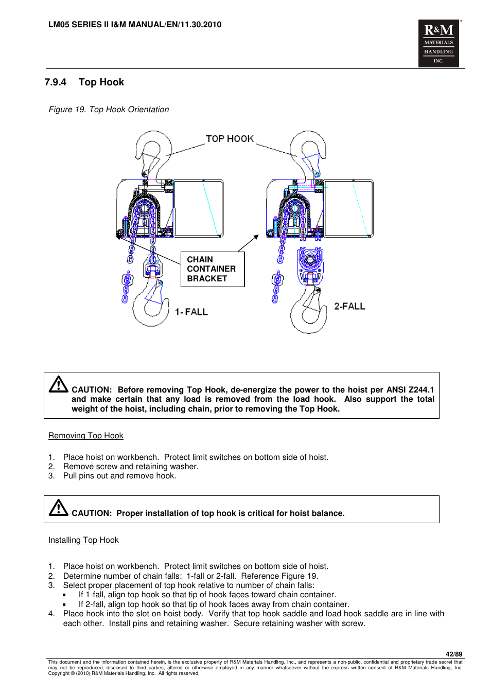 R&M Materials Handling ELECTRIC CHAIN HOISTS LoadMate Chain Hoist LM 5 User Manual | Page 42 / 89