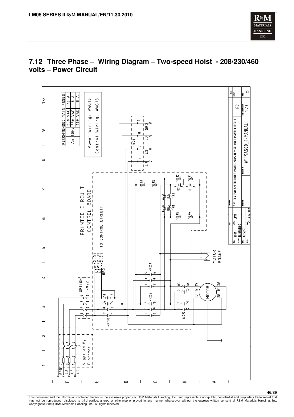 R&M Materials Handling ELECTRIC CHAIN HOISTS LoadMate Chain Hoist LM 5 User Manual | Page 46 / 89