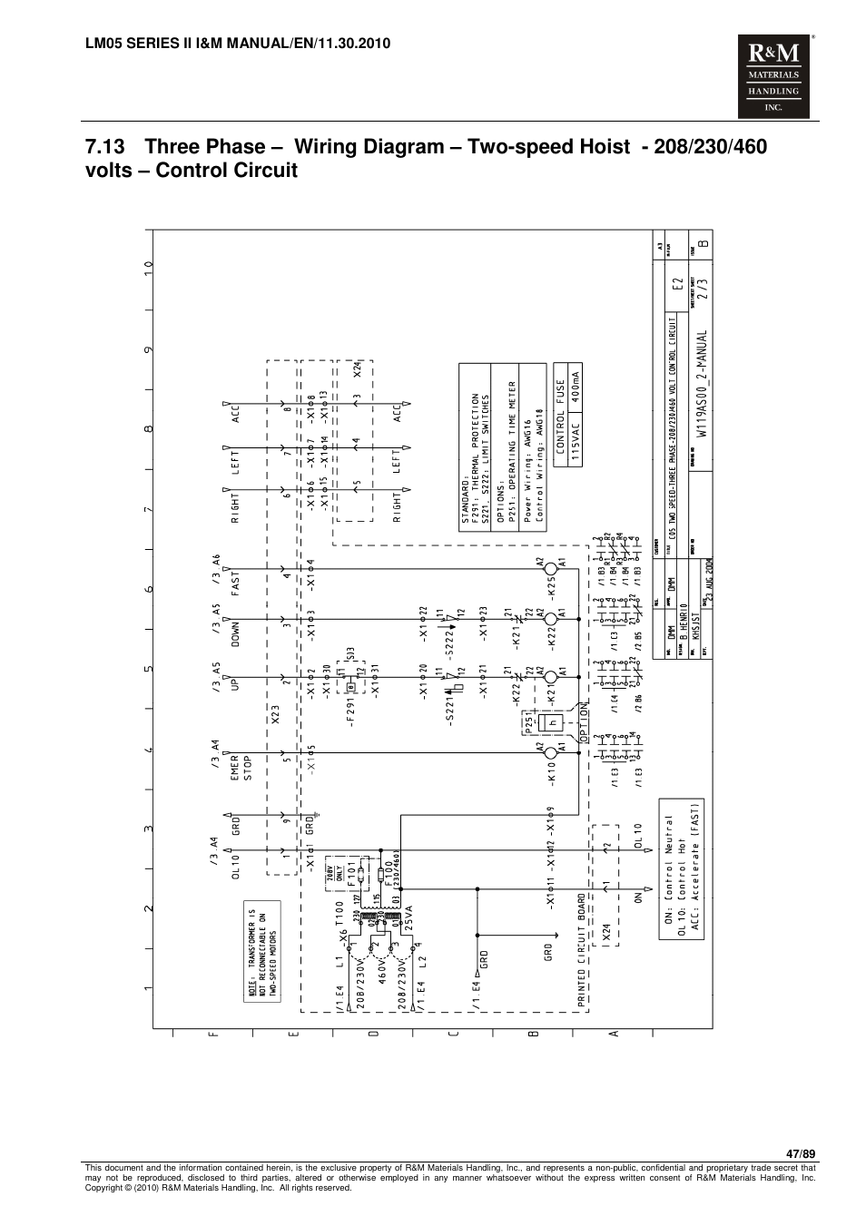 R&M Materials Handling ELECTRIC CHAIN HOISTS LoadMate Chain Hoist LM 5 User Manual | Page 47 / 89