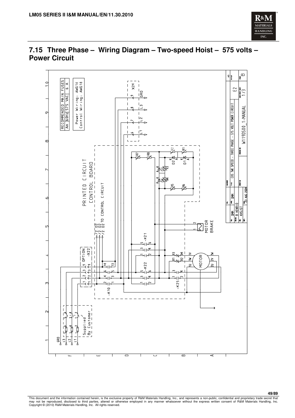 R&M Materials Handling ELECTRIC CHAIN HOISTS LoadMate Chain Hoist LM 5 User Manual | Page 49 / 89