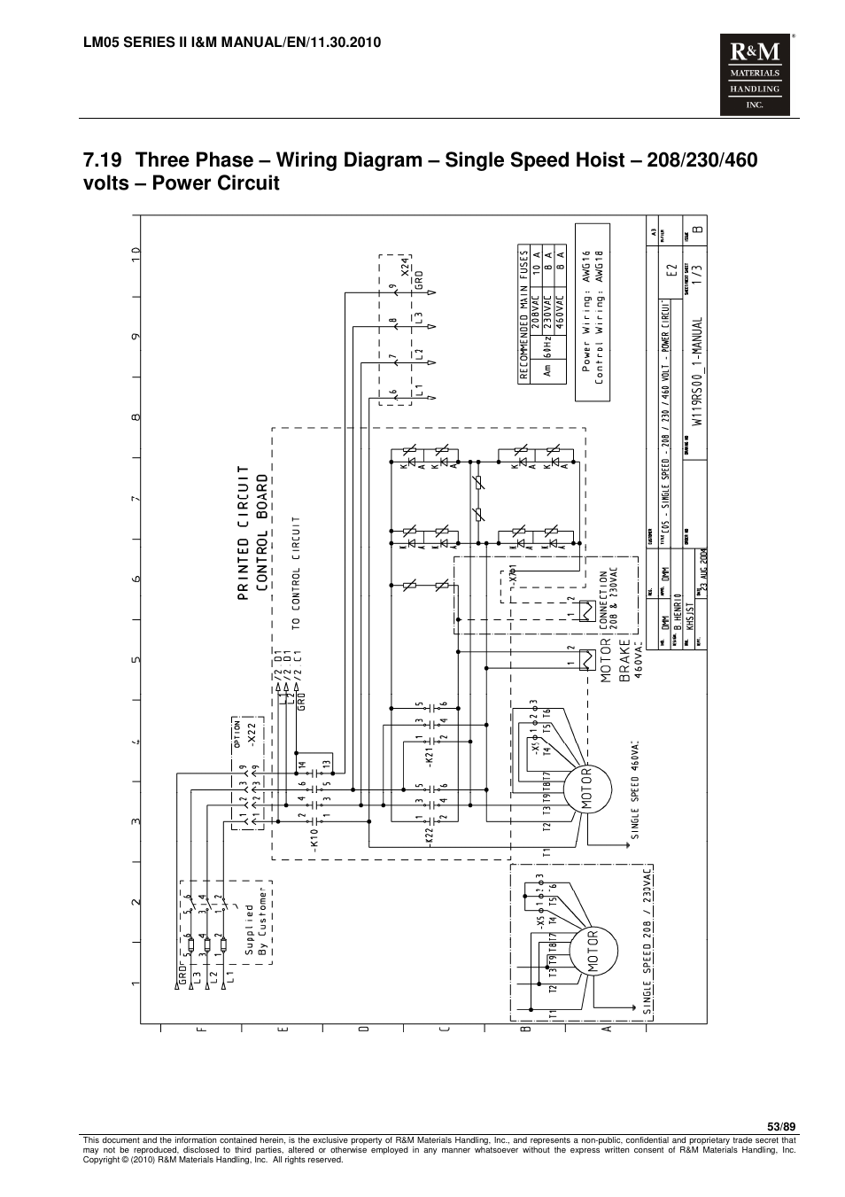 R&M Materials Handling ELECTRIC CHAIN HOISTS LoadMate Chain Hoist LM 5 User Manual | Page 53 / 89