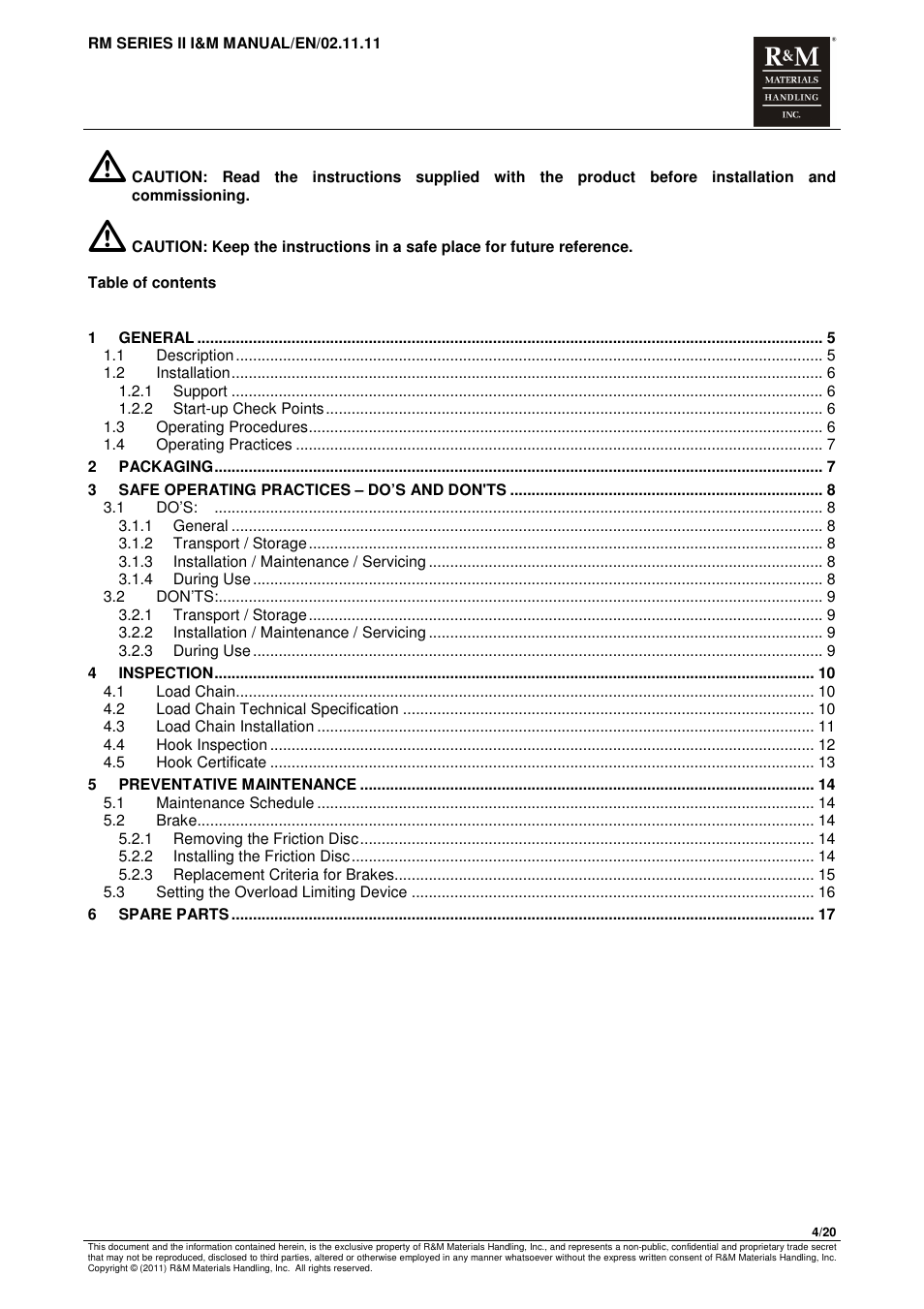 R&M Materials Handling MANUAL CHAIN HOISTS User Manual | Page 10 / 81
