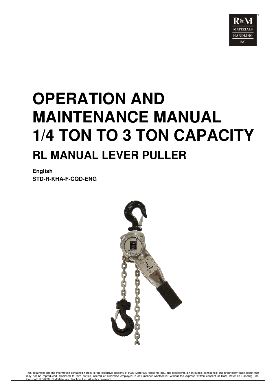 Rm-rl-man-2009-1-en, Rl manual lever puller | R&M Materials Handling MANUAL CHAIN HOISTS User Manual | Page 27 / 81