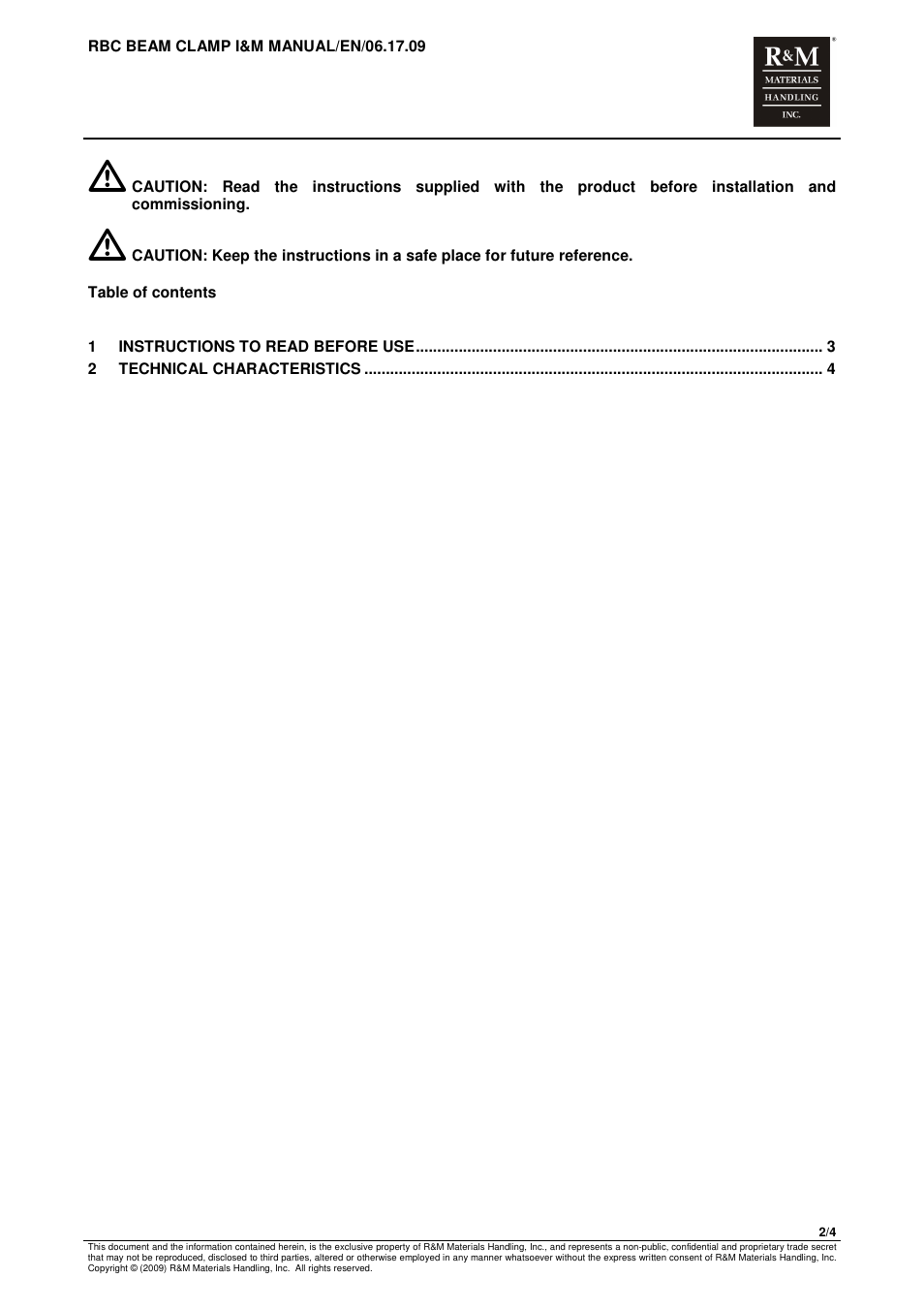 R&M Materials Handling MANUAL CHAIN HOISTS User Manual | Page 4 / 81