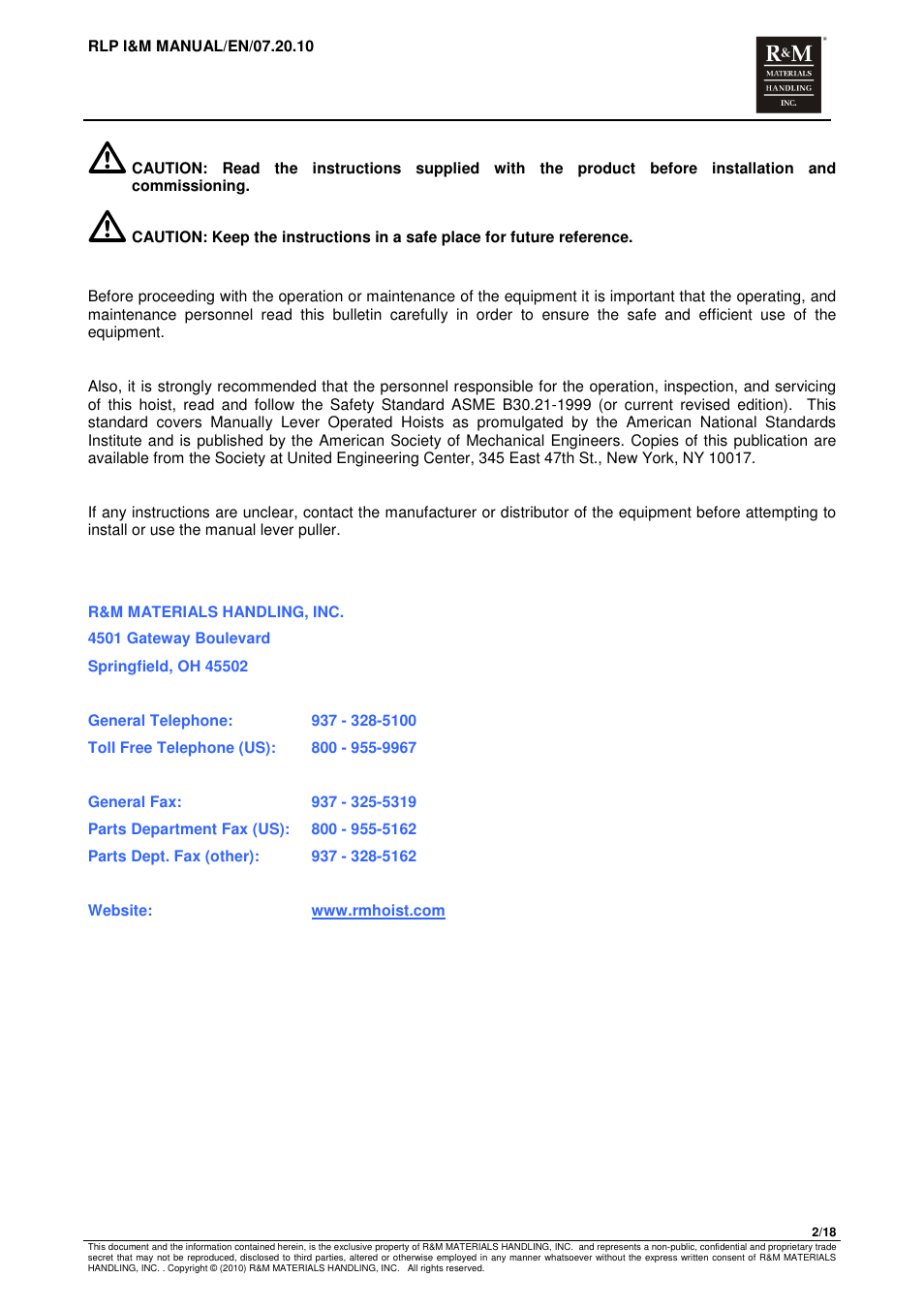 R&M Materials Handling MANUAL CHAIN HOISTS User Manual | Page 46 / 81