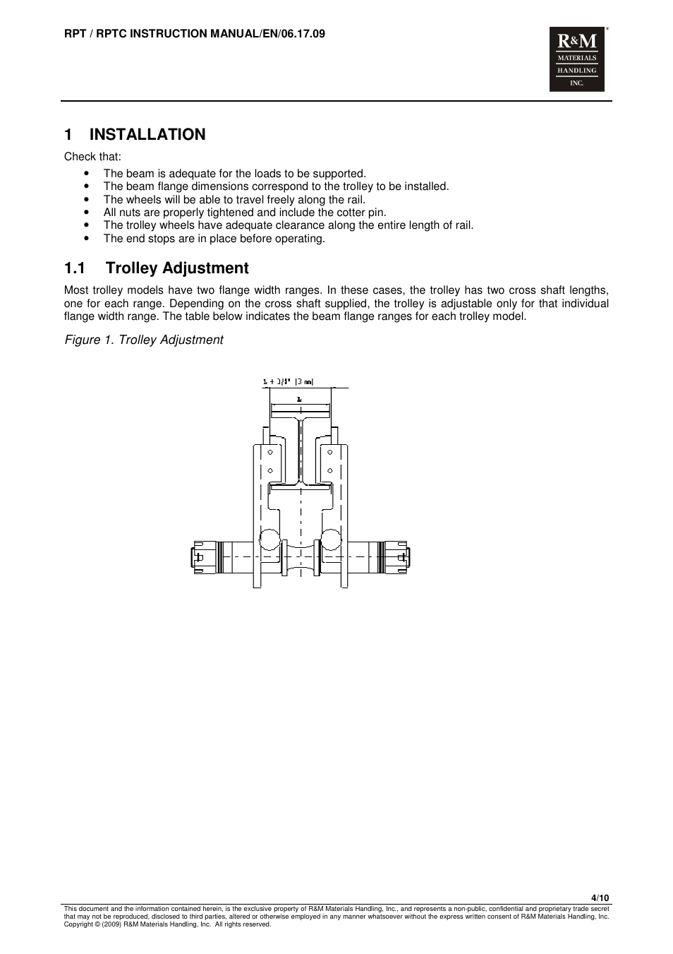 1 installation, 1 trolley adjustment | R&M Materials Handling MANUAL CHAIN HOISTS User Manual | Page 66 / 81