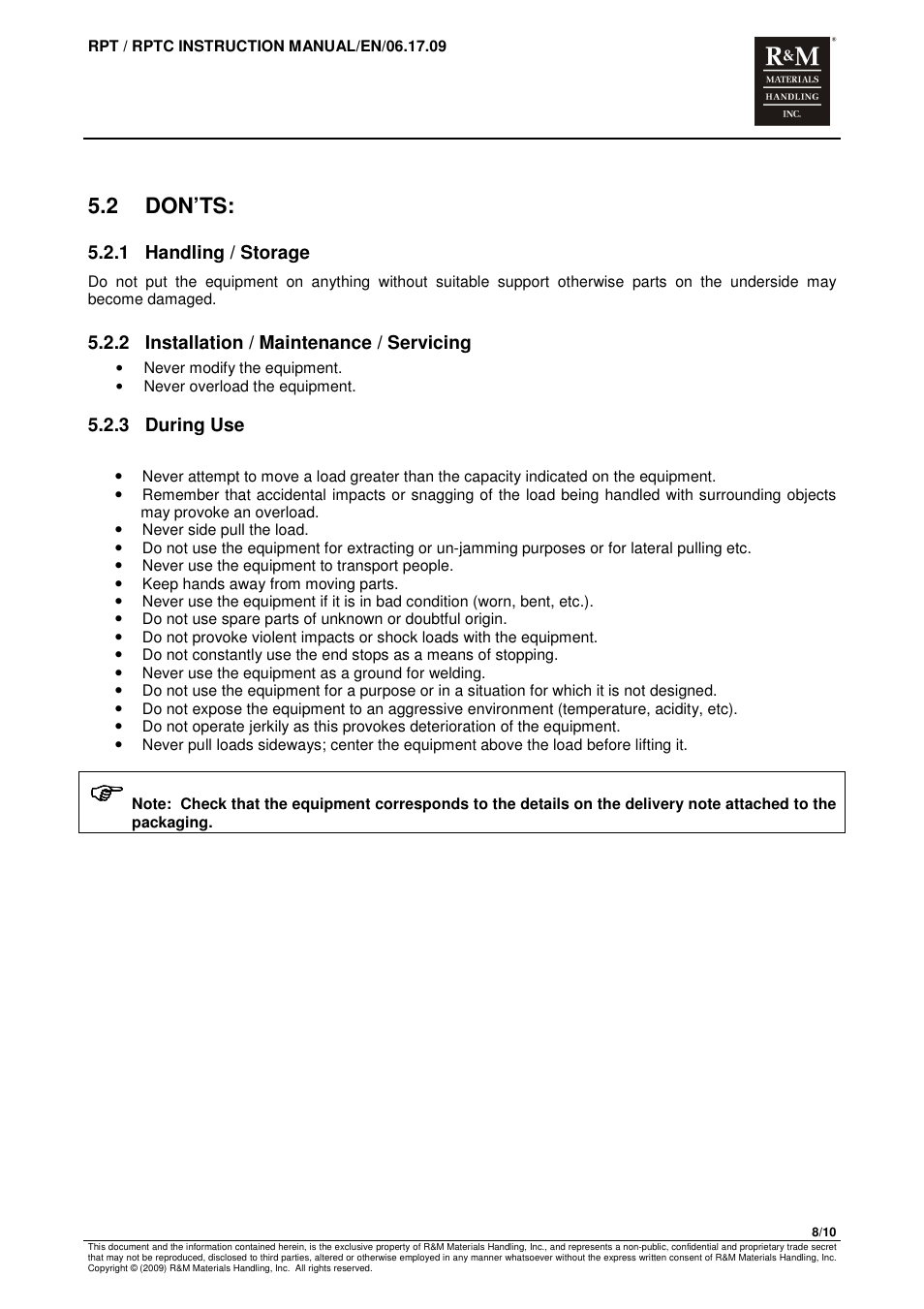 2 don’ts | R&M Materials Handling MANUAL CHAIN HOISTS User Manual | Page 70 / 81