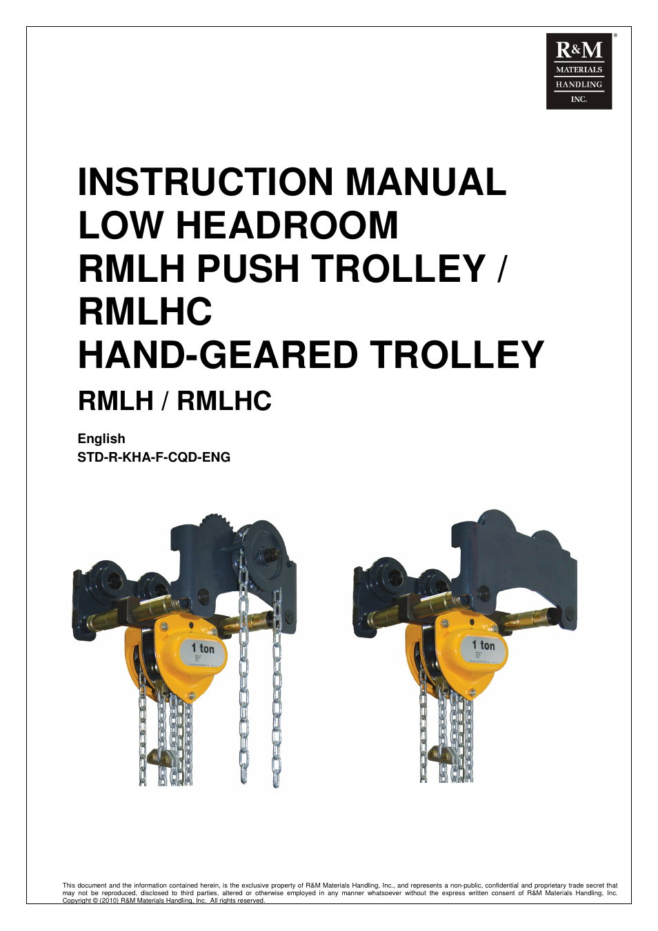 Rm-rmlh-man-2010-1-en, Rmlh / rmlhc | R&M Materials Handling MANUAL CHAIN HOISTS User Manual | Page 73 / 81