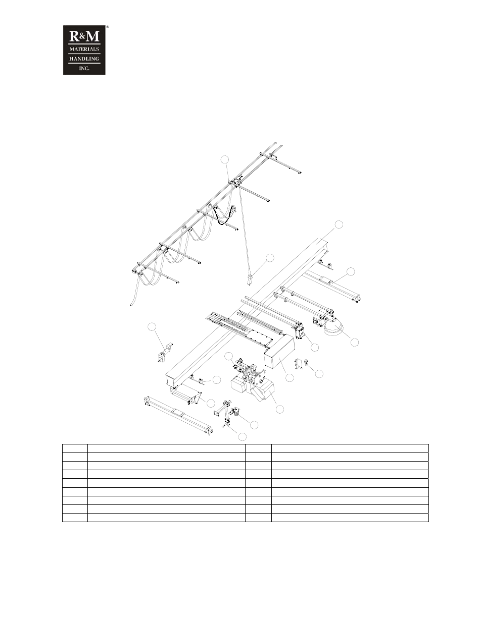 1 crane components, 1 single girder crane (wire rope hoist) | R&M Materials Handling WIRE ROPE PACKAGES User Manual | Page 4 / 76