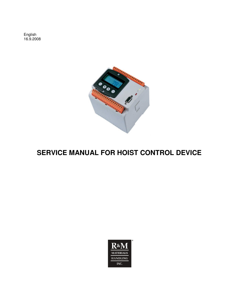 R&M Materials Handling HOIST MONITORS User Manual | 105 pages