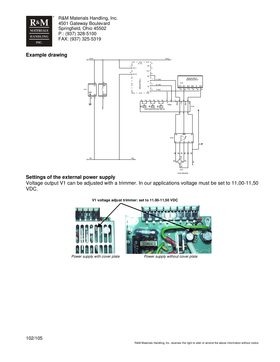 Example drawing | R&M Materials Handling HOIST MONITORS User Manual | Page 102 / 105