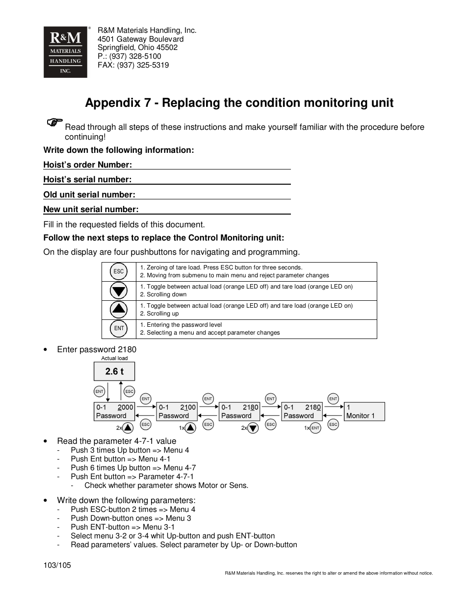 R&M Materials Handling HOIST MONITORS User Manual | Page 103 / 105