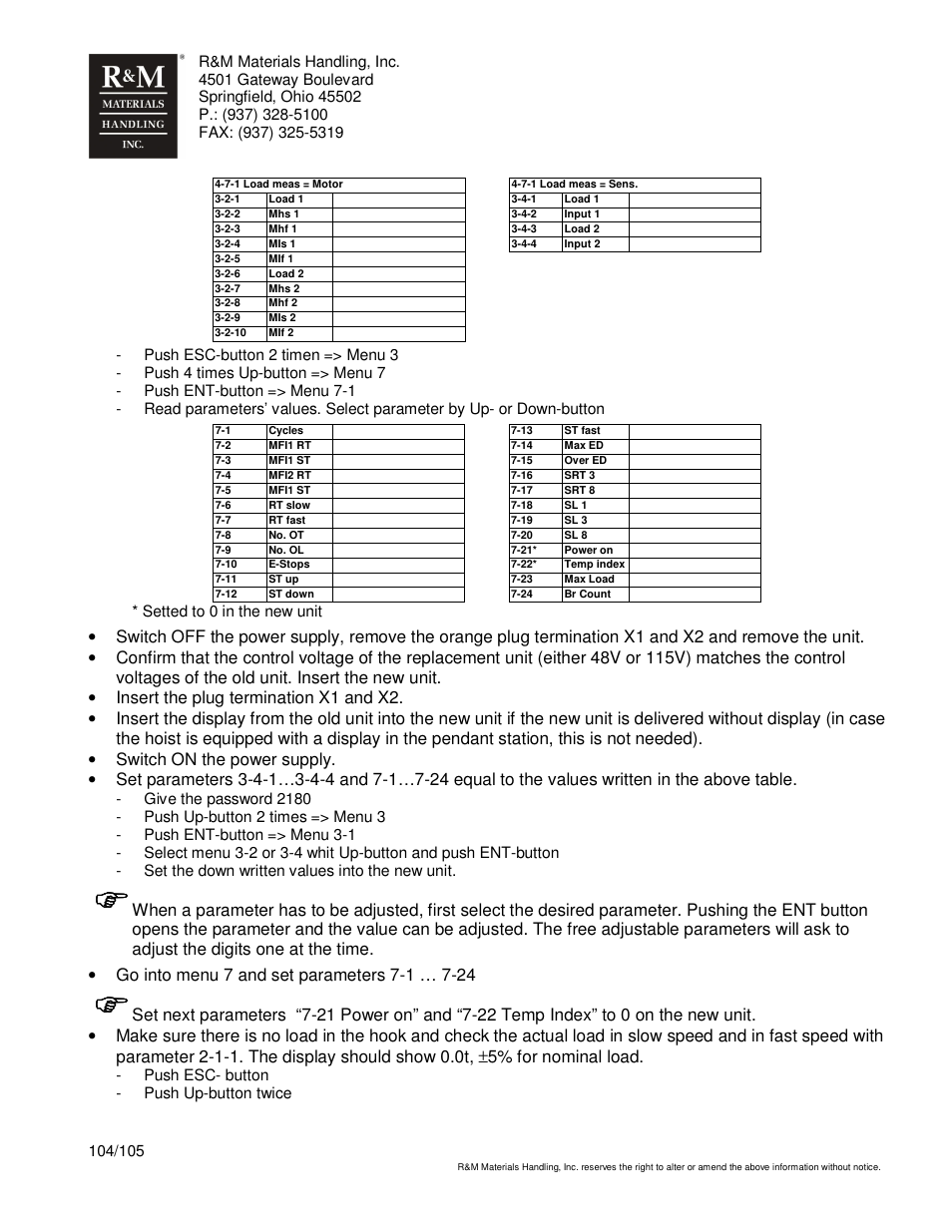 R&M Materials Handling HOIST MONITORS User Manual | Page 104 / 105