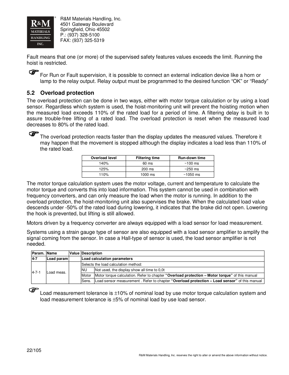 R&M Materials Handling HOIST MONITORS User Manual | Page 22 / 105