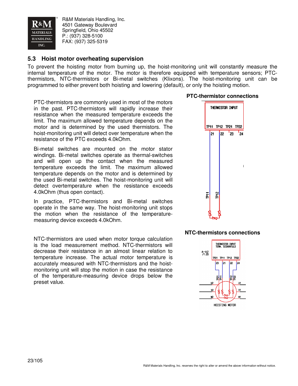 3 hoist motor overheating supervision | R&M Materials Handling HOIST MONITORS User Manual | Page 23 / 105