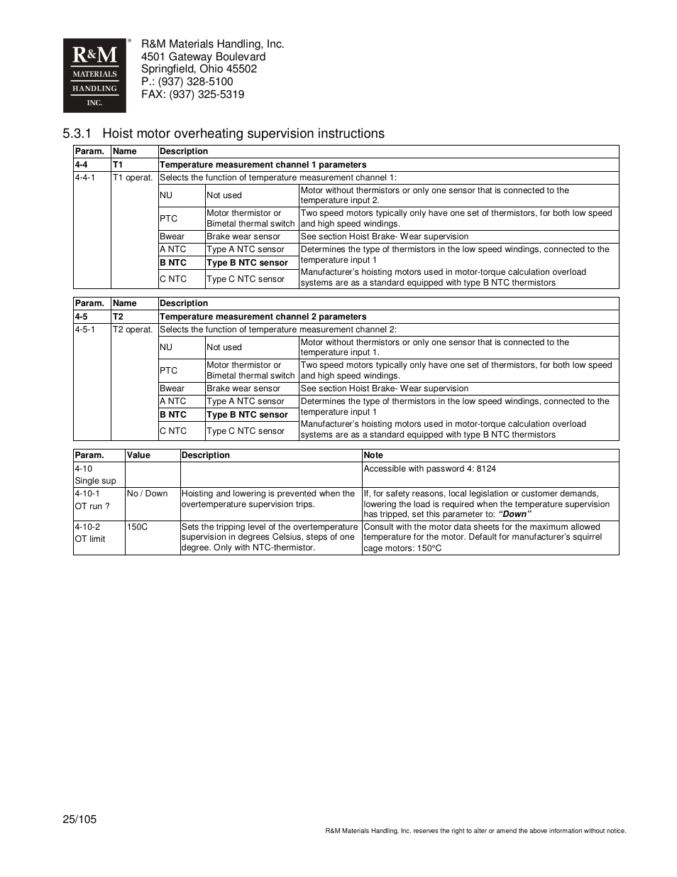 1 hoist motor overheating supervision instructions | R&M Materials Handling HOIST MONITORS User Manual | Page 25 / 105