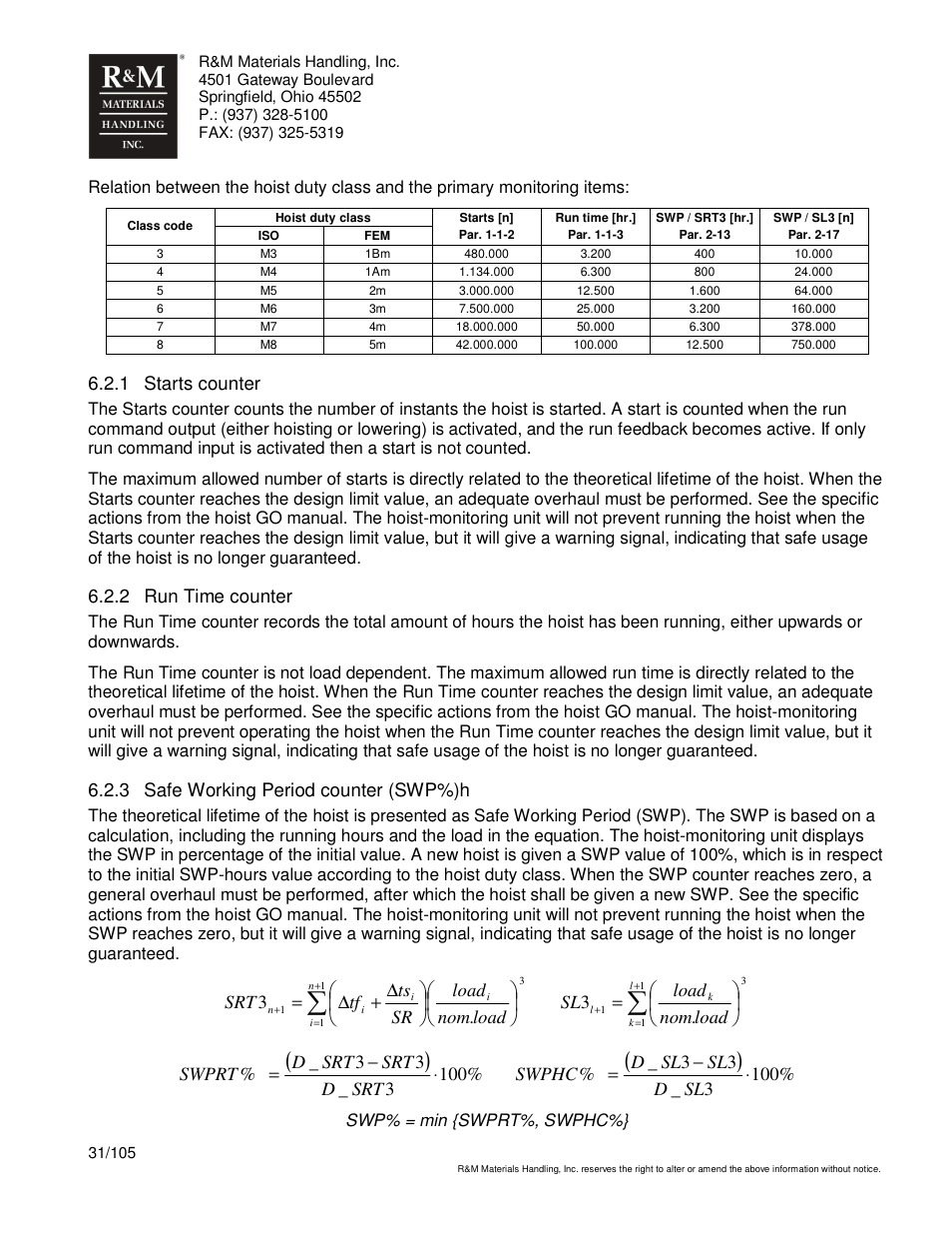 R&M Materials Handling HOIST MONITORS User Manual | Page 31 / 105