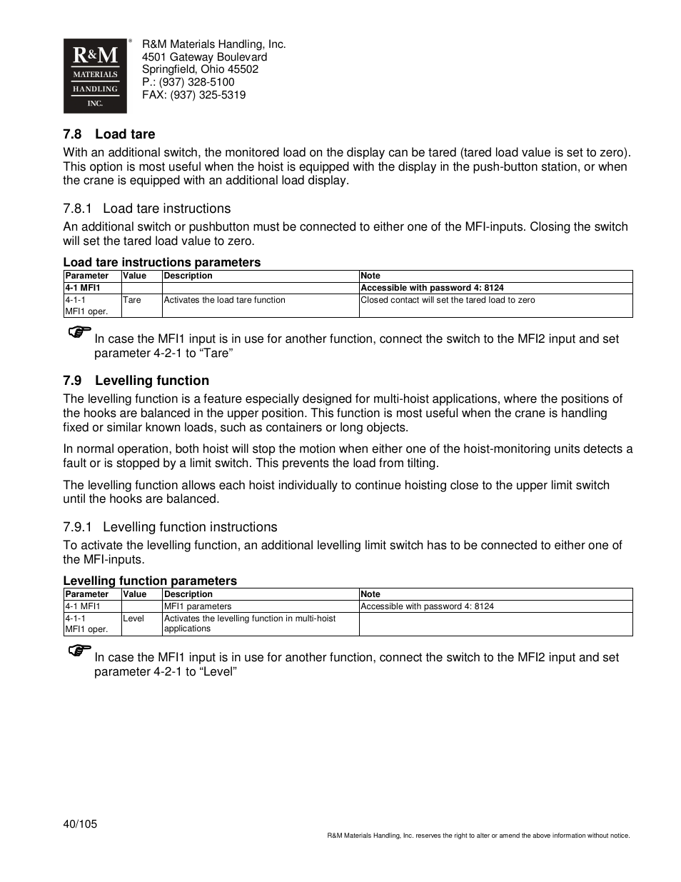 R&M Materials Handling HOIST MONITORS User Manual | Page 40 / 105