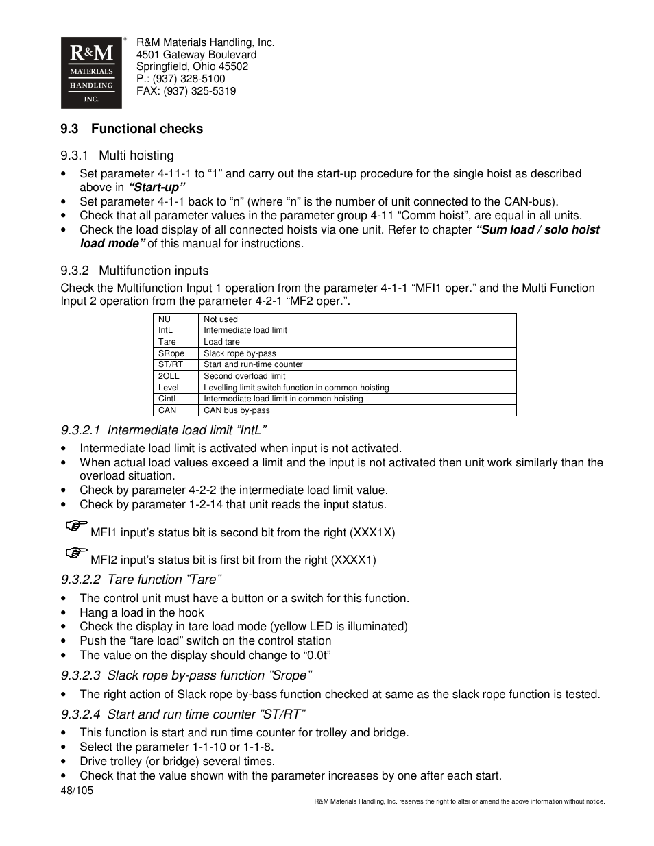 R&M Materials Handling HOIST MONITORS User Manual | Page 48 / 105