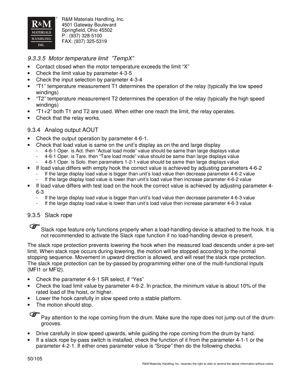 R&M Materials Handling HOIST MONITORS User Manual | Page 50 / 105