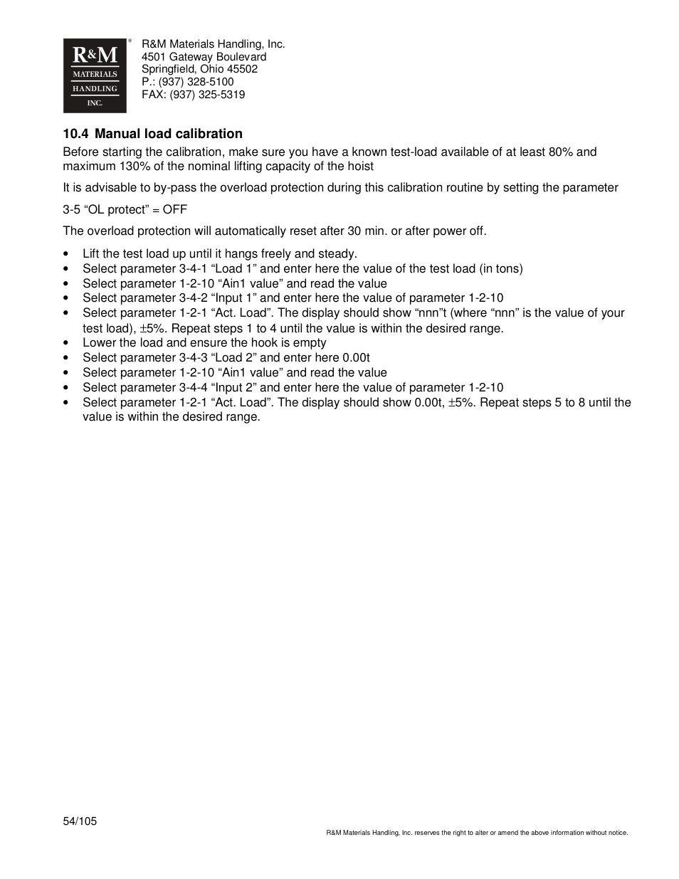 R&M Materials Handling HOIST MONITORS User Manual | Page 54 / 105