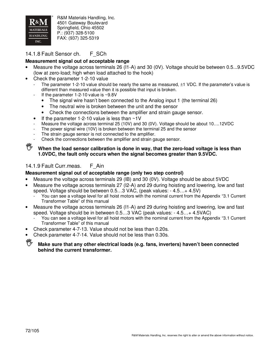 R&M Materials Handling HOIST MONITORS User Manual | Page 72 / 105
