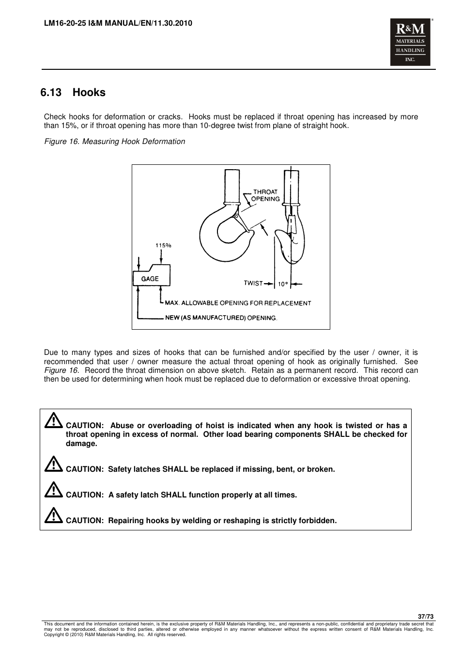 13 hooks | R&M Materials Handling ELECTRIC CHAIN HOISTS LoadMate Chain Hoist LM 16-20-25 User Manual | Page 37 / 73
