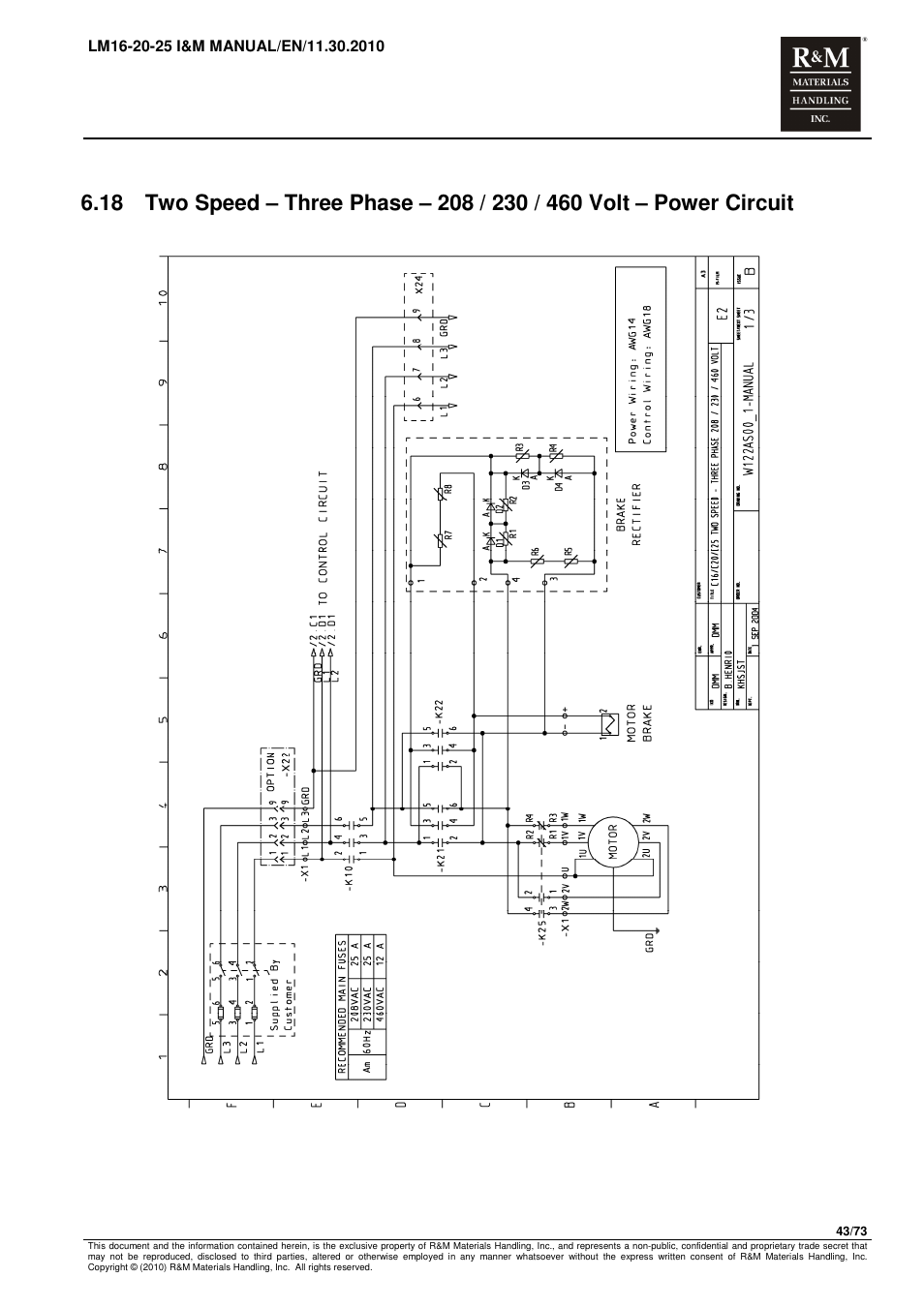 R&M Materials Handling ELECTRIC CHAIN HOISTS LoadMate Chain Hoist LM 16-20-25 User Manual | Page 43 / 73