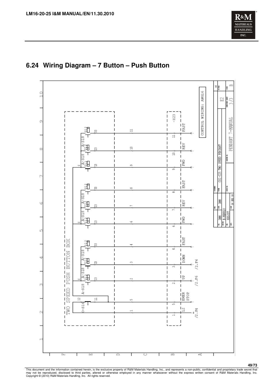 24 wiring diagram – 7 button – push button | R&M Materials Handling ELECTRIC CHAIN HOISTS LoadMate Chain Hoist LM 16-20-25 User Manual | Page 49 / 73