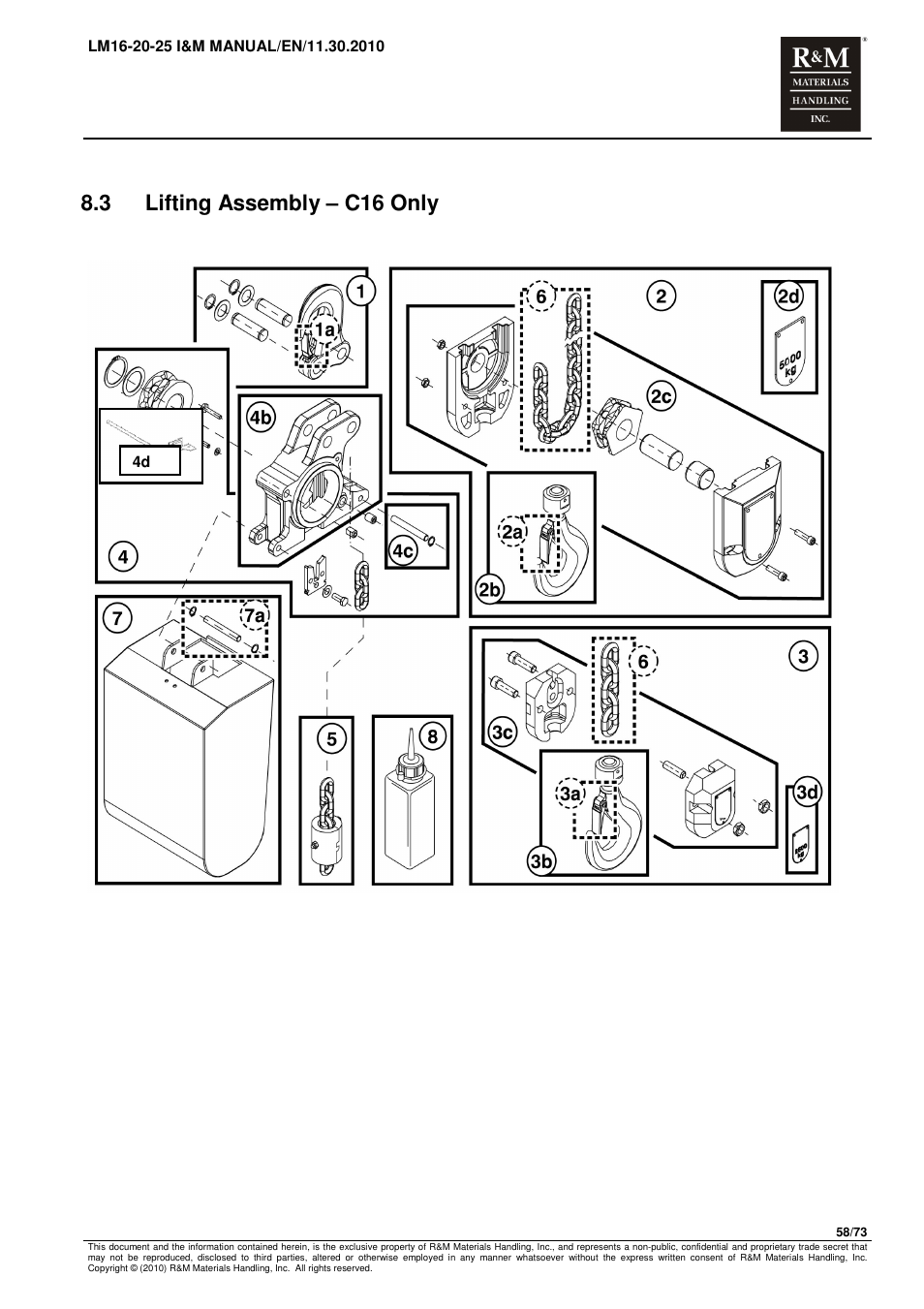 3 lifting assembly – c16 only | R&M Materials Handling ELECTRIC CHAIN HOISTS LoadMate Chain Hoist LM 16-20-25 User Manual | Page 58 / 73