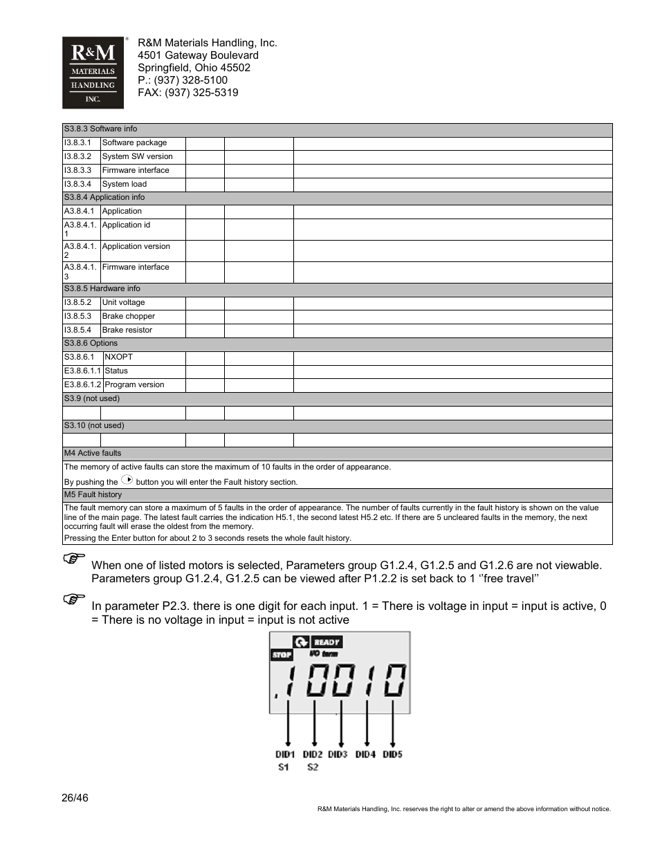 R&M Materials Handling VARIABLE SPEED CONTROLS ControlMaster Select Service Manual User Manual | Page 26 / 46