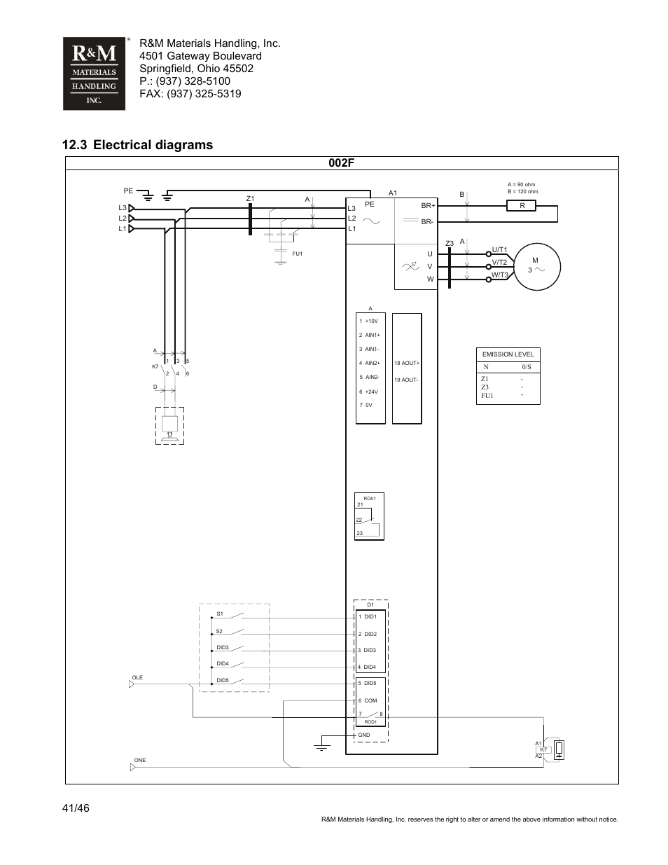 3 electrical diagrams, 002f | R&M Materials Handling VARIABLE SPEED CONTROLS ControlMaster Select Service Manual User Manual | Page 41 / 46