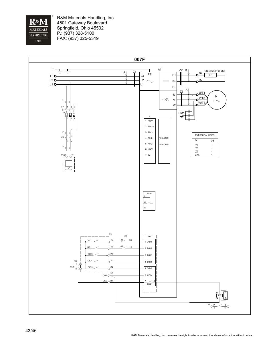 007f | R&M Materials Handling VARIABLE SPEED CONTROLS ControlMaster Select Service Manual User Manual | Page 43 / 46
