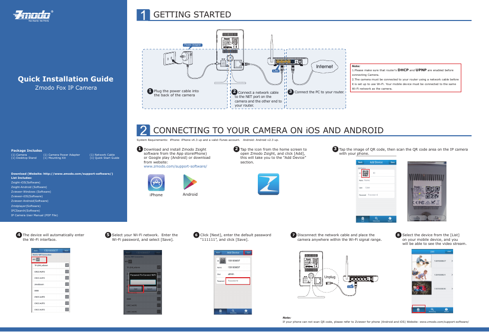 ZMODO ZH-IXA15-WC 720P HD Wireless Indoor Network IP Camera - IPC Quick Guide User Manual | 2 pages