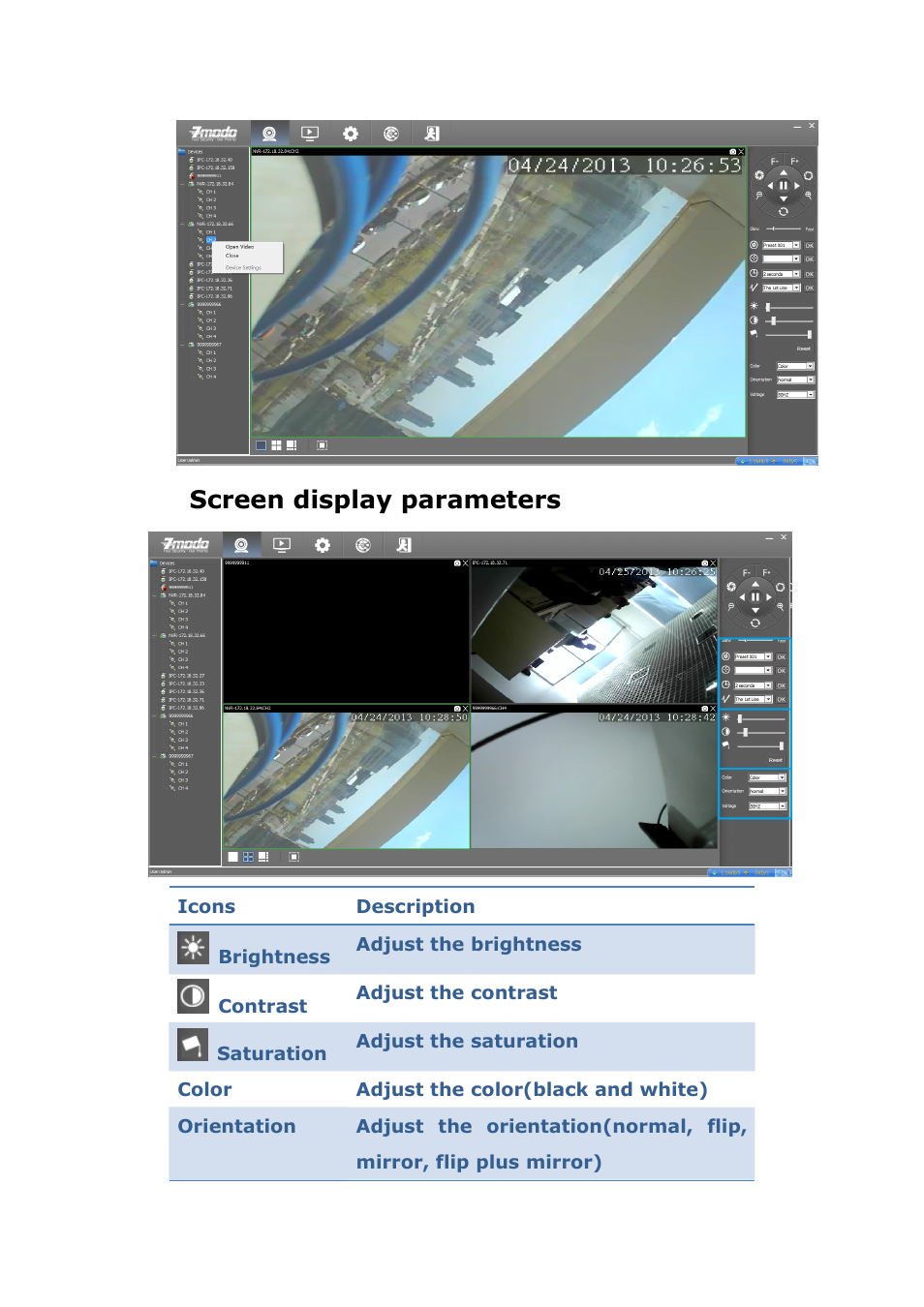 Screendisplayparameters, Screen display parameters | ZMODO ZP-IBH13-P 720P HD H.264 PoE IP Infrared Weatherproof Camera with QR Code Smartphone Setup - Zviewer Windows User Manual User Manual | Page 19 / 39