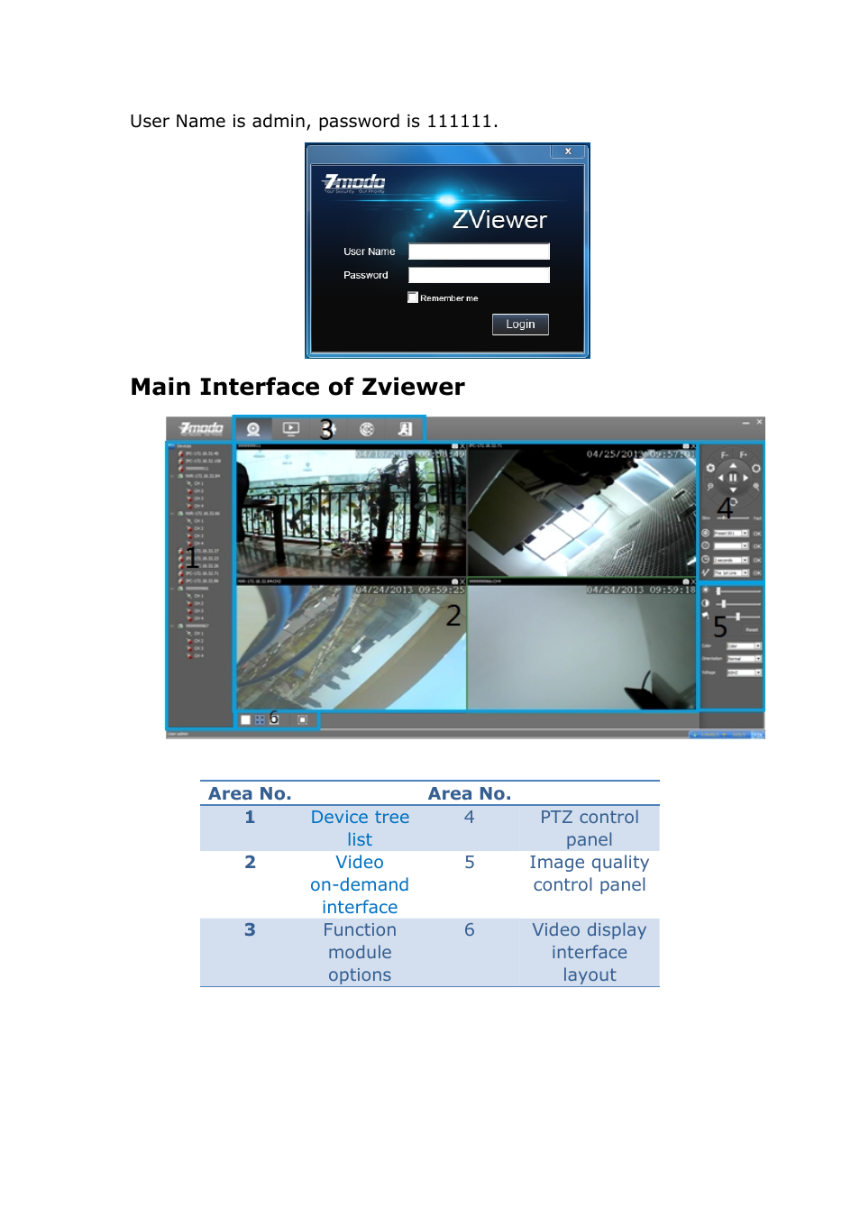 Maininterfaceofzviewer, Main interface of zviewer | ZMODO ZP-IBH13-P 720P HD H.264 PoE IP Infrared Weatherproof Camera with QR Code Smartphone Setup - Zviewer Windows User Manual User Manual | Page 8 / 39