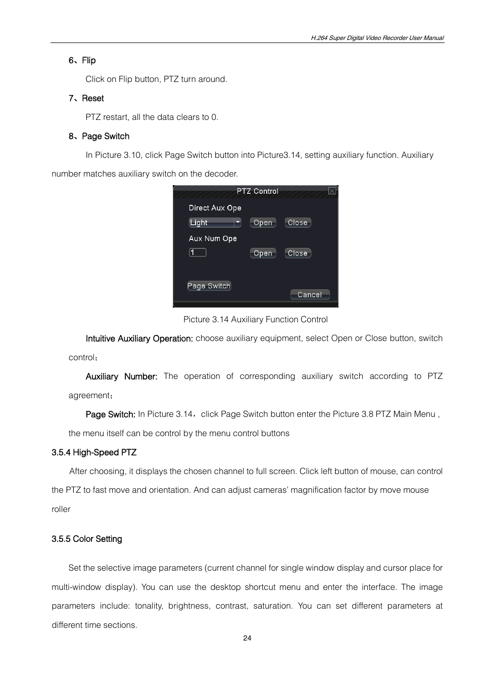 5 color setting, 6 output adjust | ZMODO ZMD-DT-SCN4 User Manual | Page 25 / 76